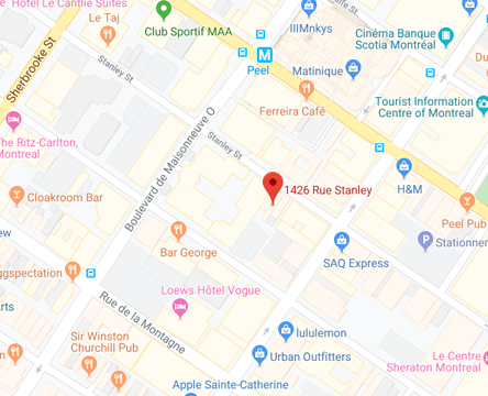 Google Map of 1426 Stanley,Montreal,Quebec,H3A 1P7,Canada