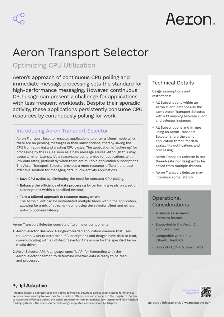 aeron transport selector datasheet 1